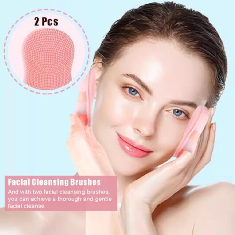 Skincare Headband Set With Facial Brushes Shampoo Tool Spa Essentials View 4